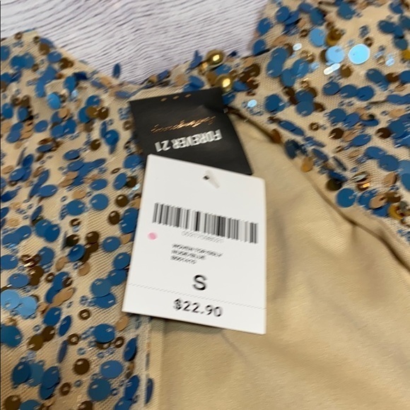 Forever 21 woven top nude/blue small sequin nwt‎ - Picture 6 of 6